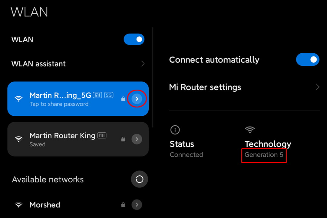 Checking 5 GHz network on Android