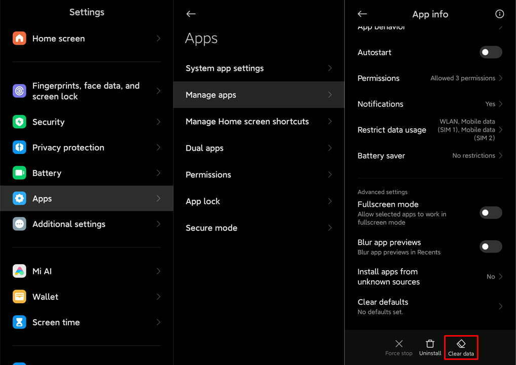 Clearing Cache of VPN on Android